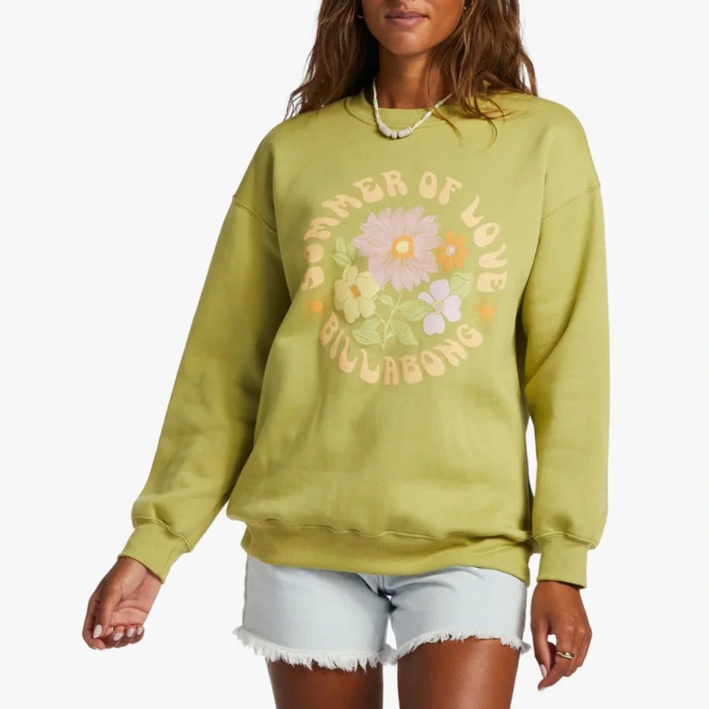 Billabong Summer of Love Sweatshirt Oversized Retro Boho Cozy Chic Lg Surfcore - Picture 1 of 15